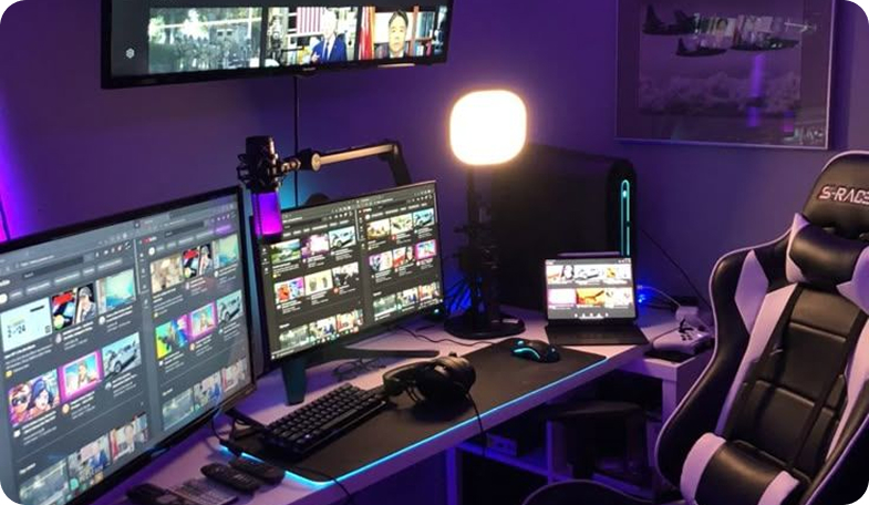 Gamer enjoying their setup
